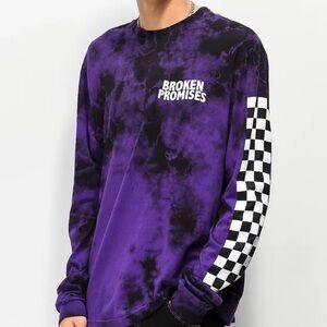 Purple Broken Promises Shirt with Checkered Sleeves